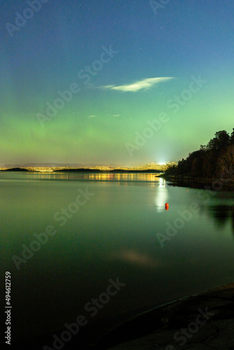 The little aurora borealis over Oslo, the capital of Norway