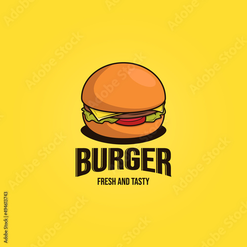 Burger illustration logo design template