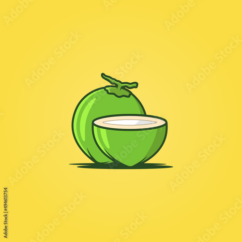 coconut illustration logo design template