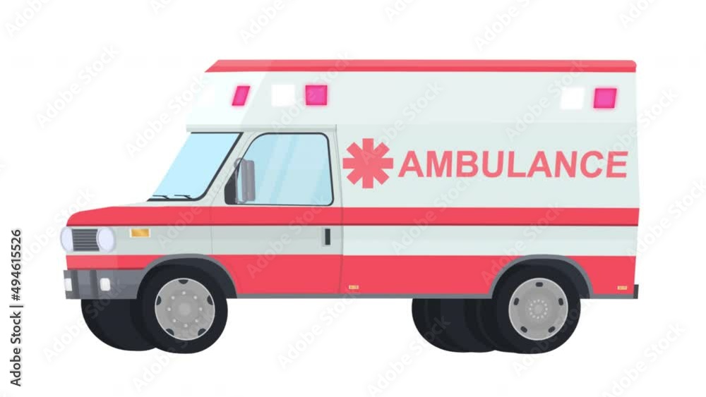 Ambulance car. Animation of the resuscitation car, the alpha channel is turned on. Cartoon Ambulance car. Animation of the resuscitation car, the alpha channel is turned on. Cartoon