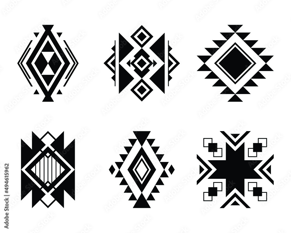 set of tribal decorative elements. Ethnic pattern for textile design. aztec geometric ornament. set of tribal decorative elements. Ethnic pattern for textile design. aztec geometric ornament.