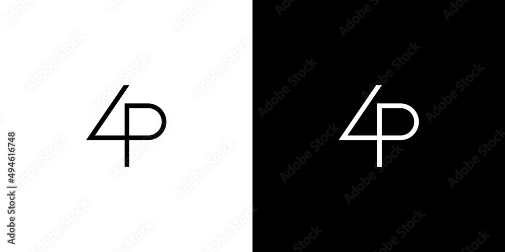Modern and unique letter 4 P initials logo design Modern and unique letter 4 P initials logo design