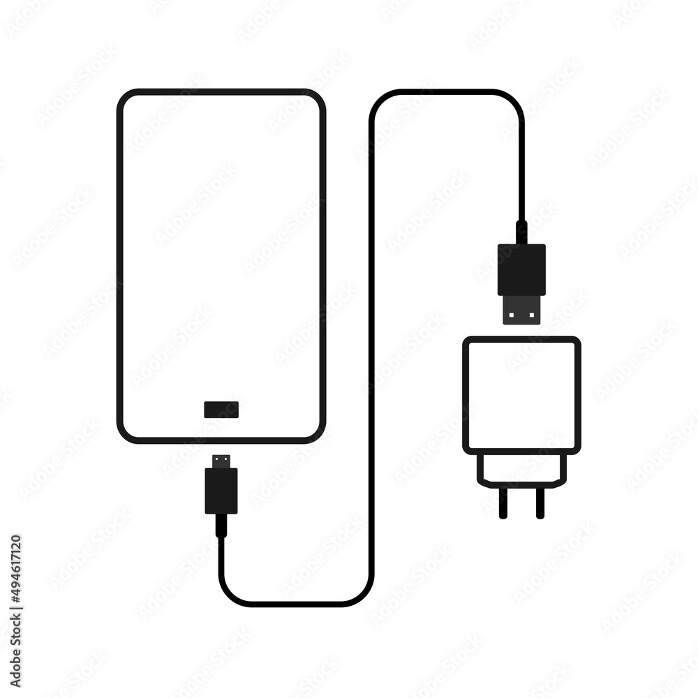 Phone charger. Smartphone charging. Illustration vector Stock Vector |  Adobe Stock