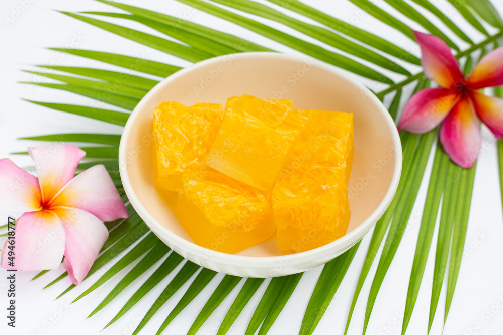 Sweet egg floss jelly. Thai dessert Sweet egg floss jelly. Thai dessert