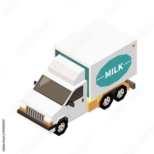 Milk Truck Isometric Composition