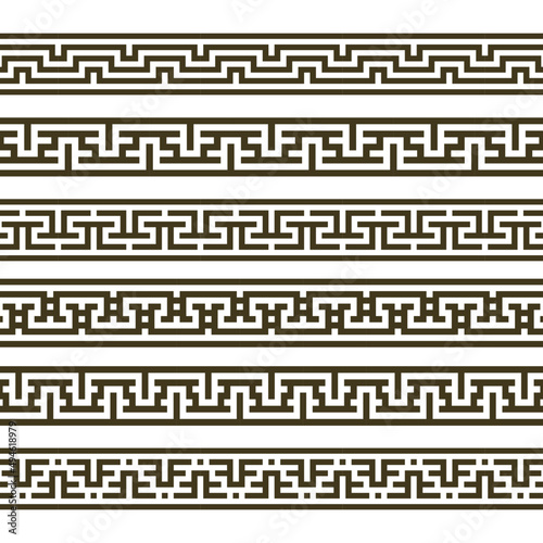 Old Geek border patterns seamless pattern in vintage style gematrical shape ornamental dividing line page border 