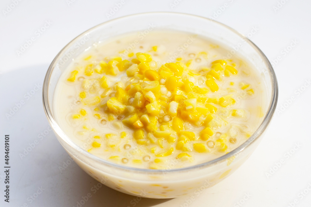 Sweet corn with sago in sweet coconut milk Sweet corn with sago in sweet coconut milk