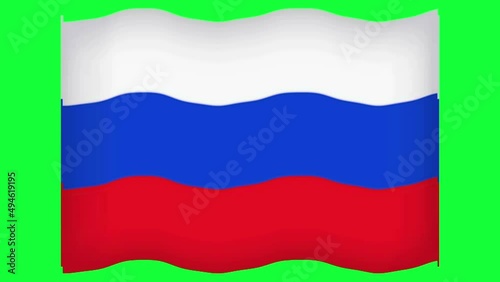 russia flag waving in the wind with greenscreen transparent) 3d rendering