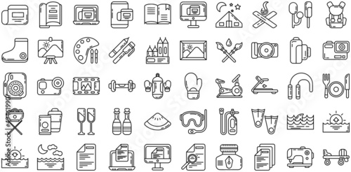 hobbies and free time icon set