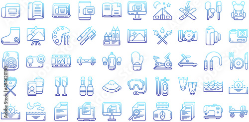 hobbies and free time icon set