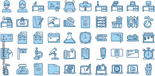 teacher and student icon set