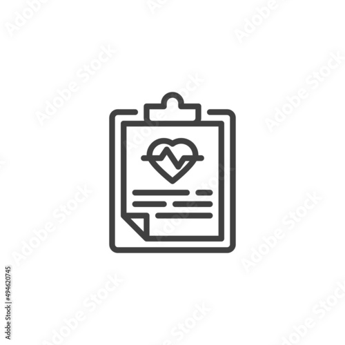 Heart check report line icon