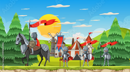 Medieval military camp scene