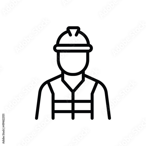 Black line icon for worker