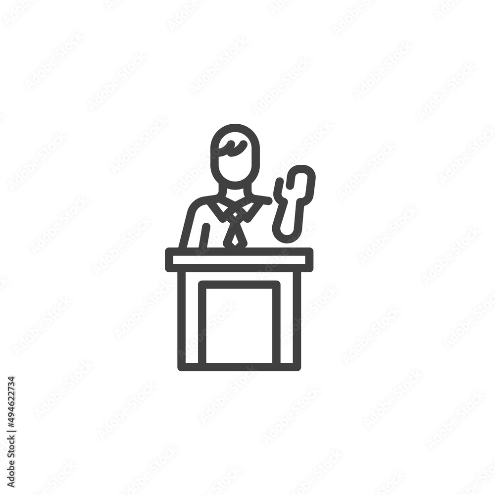 Judge podium line icon Judge podium line icon