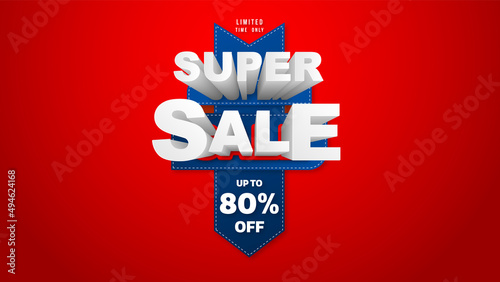 Sale banner template design with geometric background , Big sale special offer up to 80% off. Super Sale, end of season special offer banner. vector illustration.