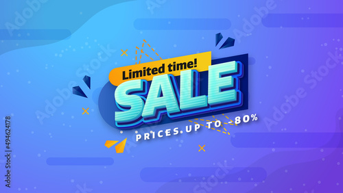 Sale banner template design with geometric background , Big sale special offer up to 80% off. Super Sale, end of season special offer banner. vector illustration.