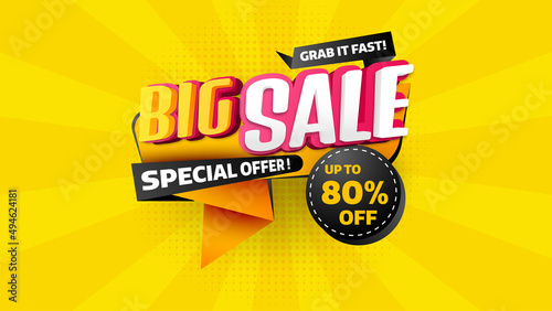 Sale banner template design with geometric background , Big sale special offer up to 80% off. Super Sale, end of season special offer banner. vector illustration.
