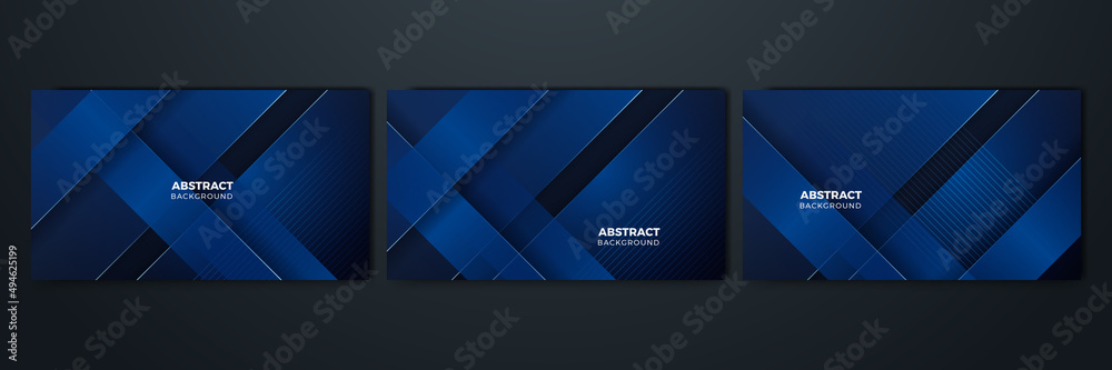 Set of modern realistic blue with shadow abstract design background Set of modern realistic blue with shadow abstract design background