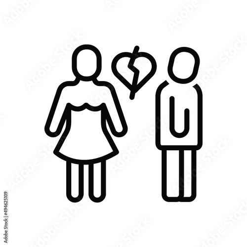 Black line icon for ex couple