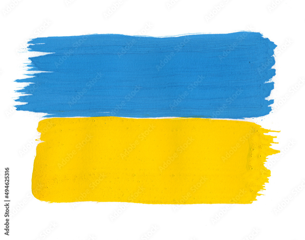 Obraz premium Painted yellow blue Ukrainian flag isolated on white background