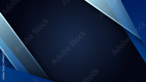 Modern shiny realistic dark blue black with shadow abstract design presentation background. Technology network vector illustration for banner, cover, web, flyer, card, poster, texture, slide, magazine