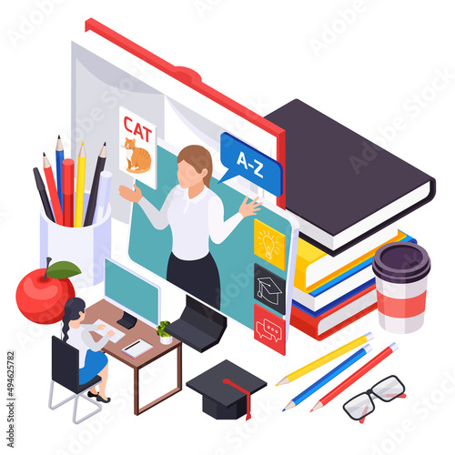 Online Education Isometric Design Concept