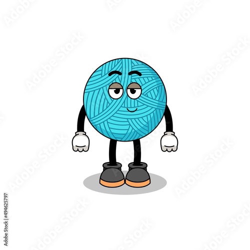yarn ball cartoon couple with shy pose