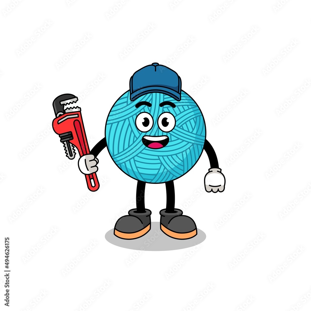 Fototapeta premium yarn ball illustration cartoon as a plumber