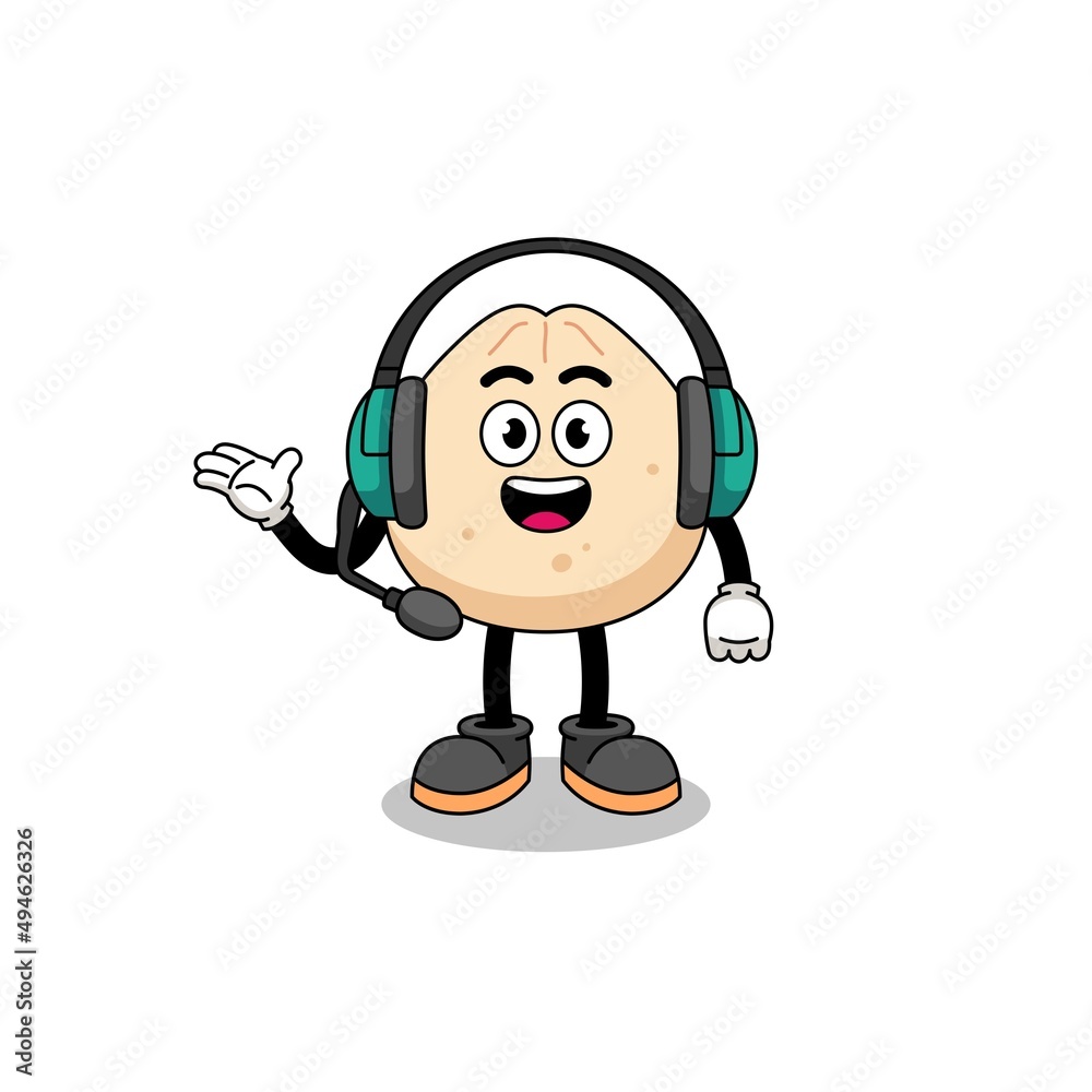 Mascot Illustration of meat bun as a customer services Mascot Illustration of meat bun as a customer services