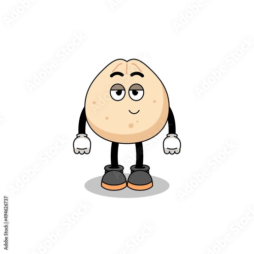 meat bun cartoon couple with shy pose