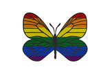 Butterfly wings in color of LGBT flag. Clip art on white background.