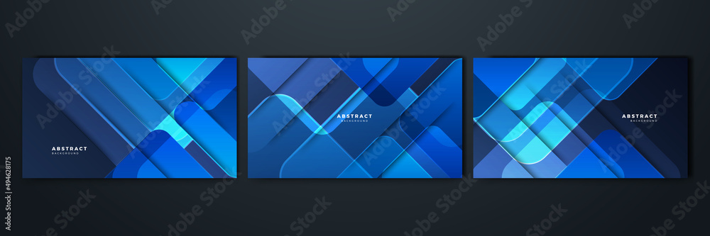 Naklejka premium Set of abstract blue black background poster with dynamic. Technology network Vector illustration.