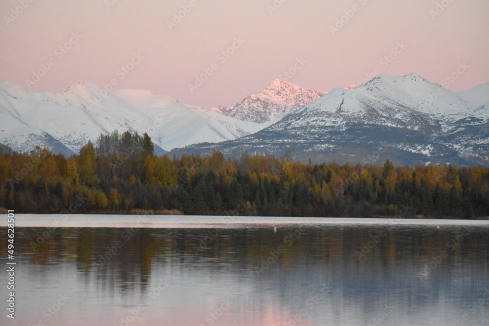 Fall lake and mountains