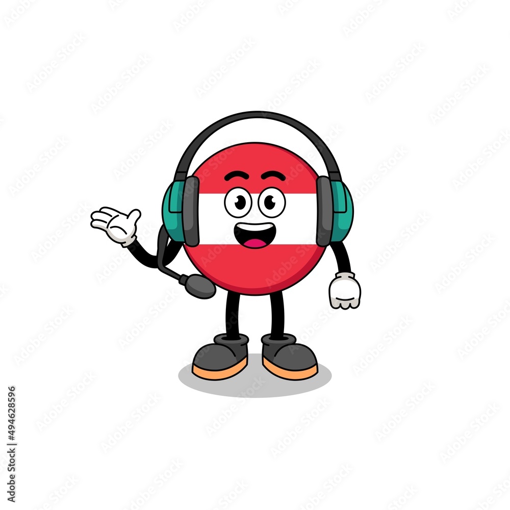 Mascot Illustration of austria flag as a customer services