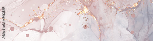 Vector Alcohol ink shape in tender coral and gold.