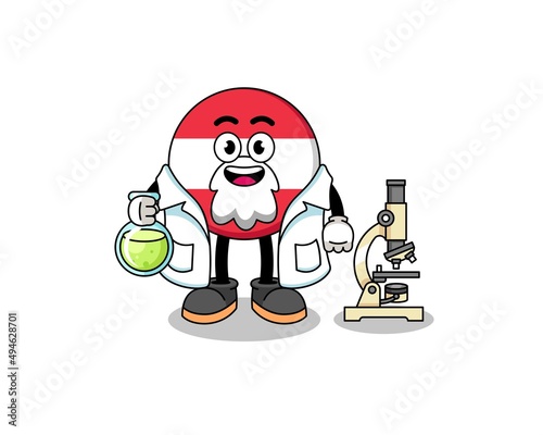 Mascot of austria flag as a scientist