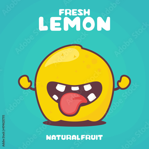 lemon cartoon. natural fruit vector illustration