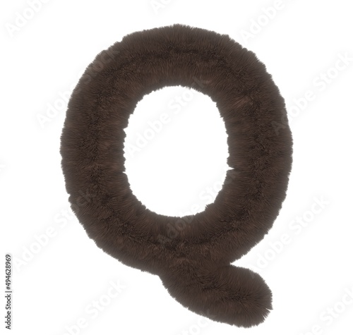 Furry Brown Animal Font Letter Q