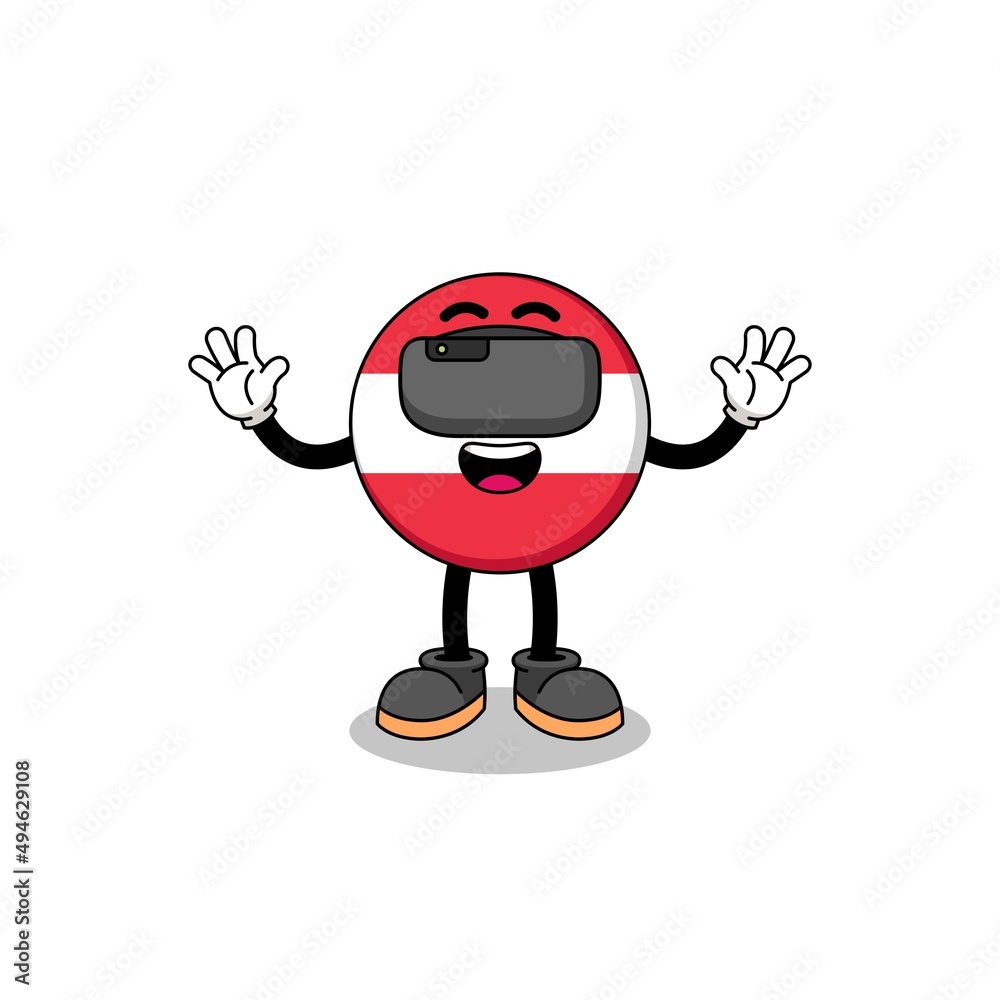 Illustration of austria flag with a vr headset