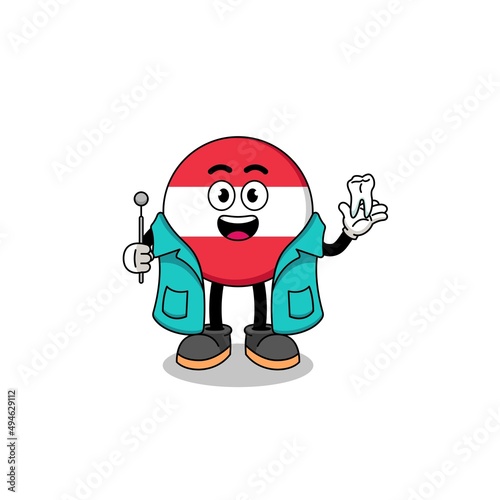 Illustration of austria flag mascot as a dentist