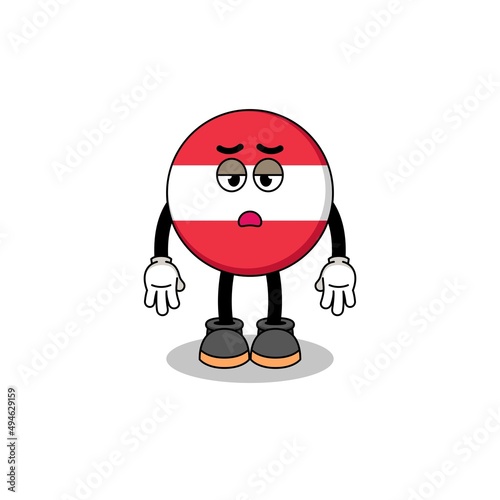 austria flag cartoon with fatigue gesture © Ummu