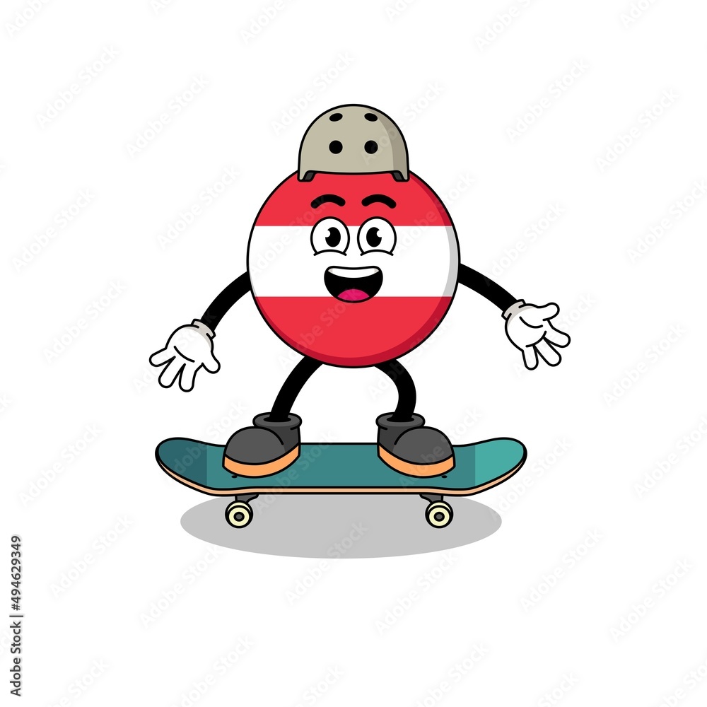 austria flag mascot playing a skateboard austria flag mascot playing a skateboard