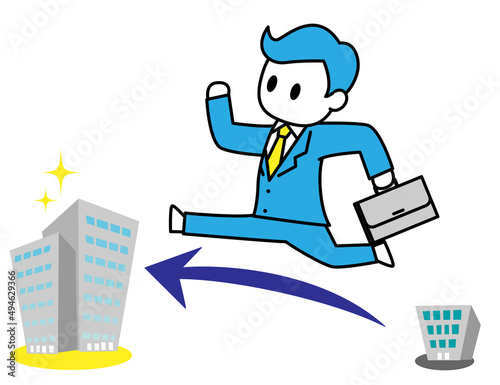 男性　ビジネス　会社員　転職　スーツ　全身　イラスト