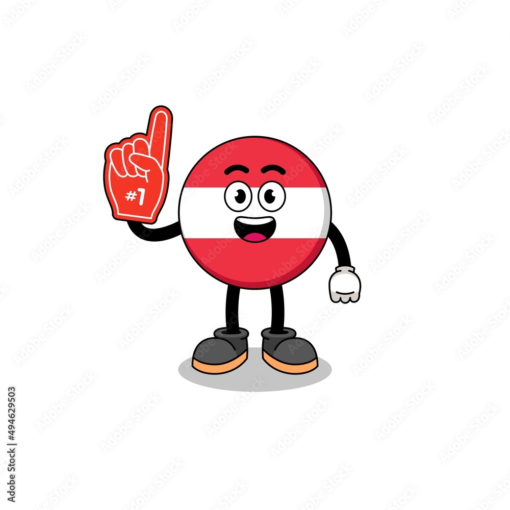 Cartoon mascot of austria flag number 1 fans Cartoon mascot of austria flag number 1 fans