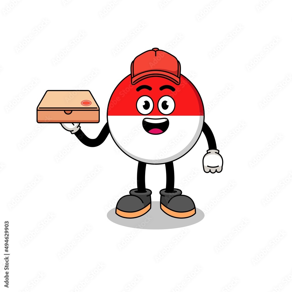 indonesia flag illustration as a pizza deliveryman indonesia flag illustration as a pizza deliveryman
