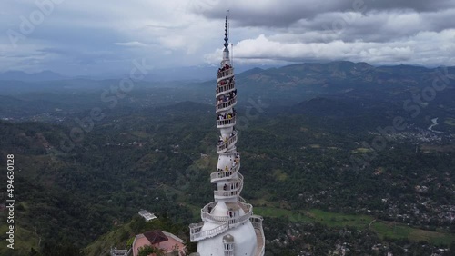 Aerial view of Ambuluwawa tower in central Sri Lanka. Tower near the town of Gampola  photo