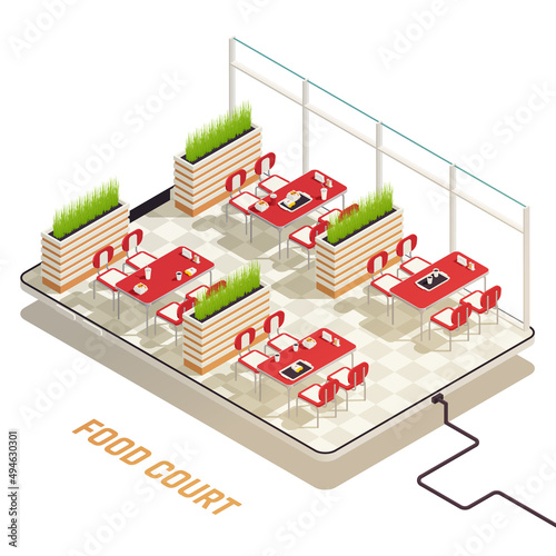 Food Court Isometric Concept