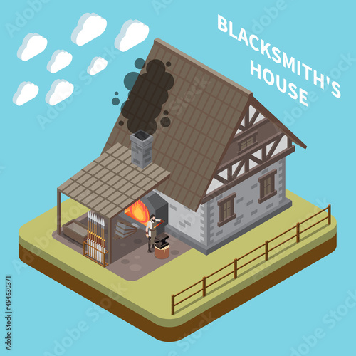 Medieval House Isometric Concept