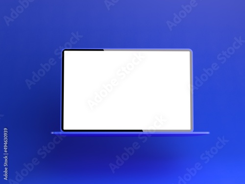 Laptop render with glowing white screen